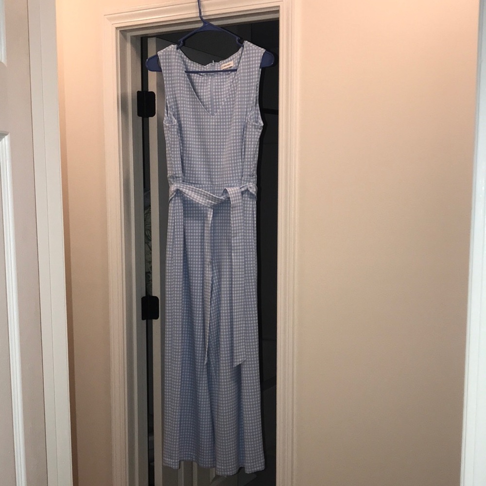 Calvin Klein blue gingham jumpsuit size 12 OBO